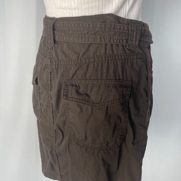 Cargo Mini Skirt Size 10 Brown Tie Belt Cotton Y2K Fairy Grunge Gorp Core Casual - Picture 7 of 11